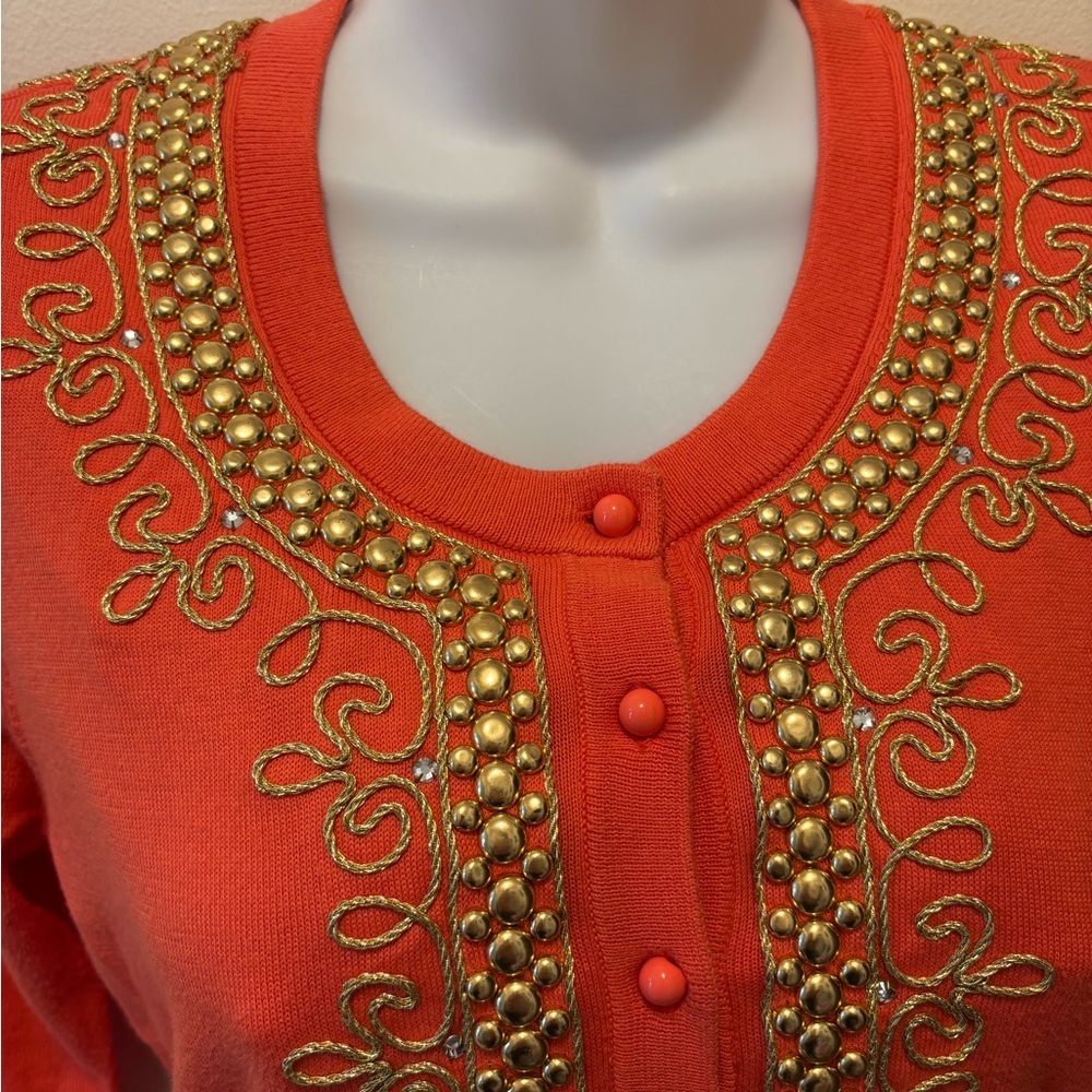 Kate Spade New York Embellished Beaded Embroidered Crop Cardigan Sweater Sz M - Picture 6 of 7